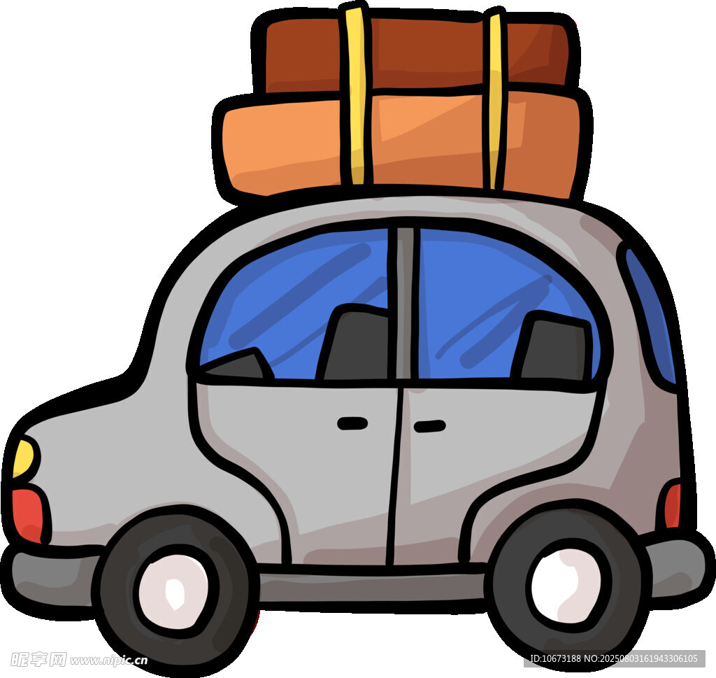 車頂載物的可愛(ài)小汽車