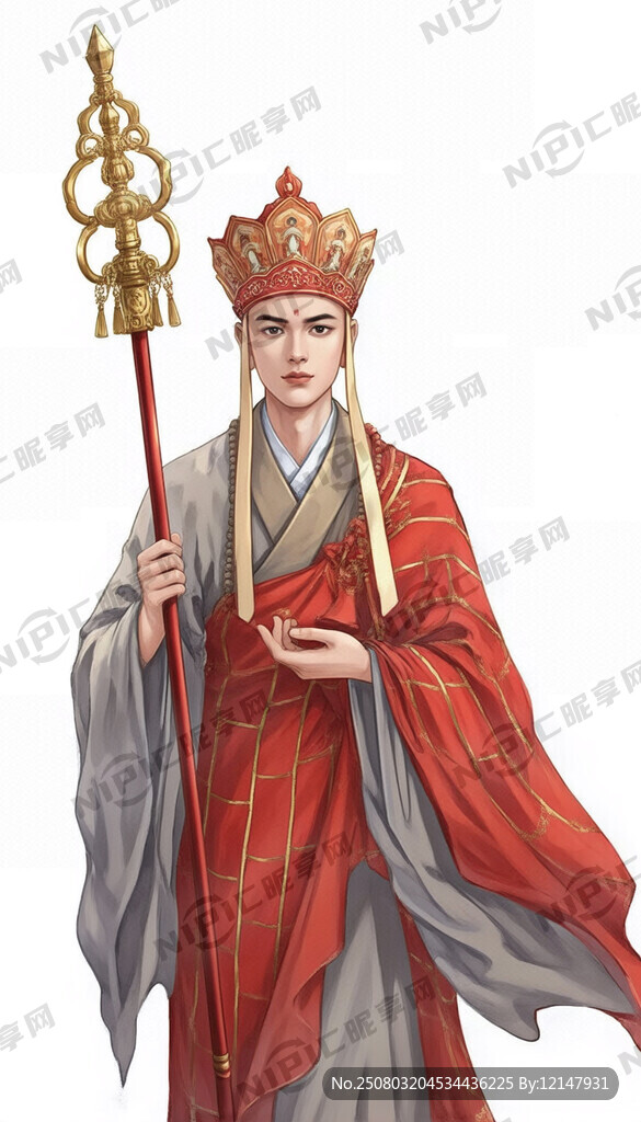 生成一個唐僧的全身形象 白底
