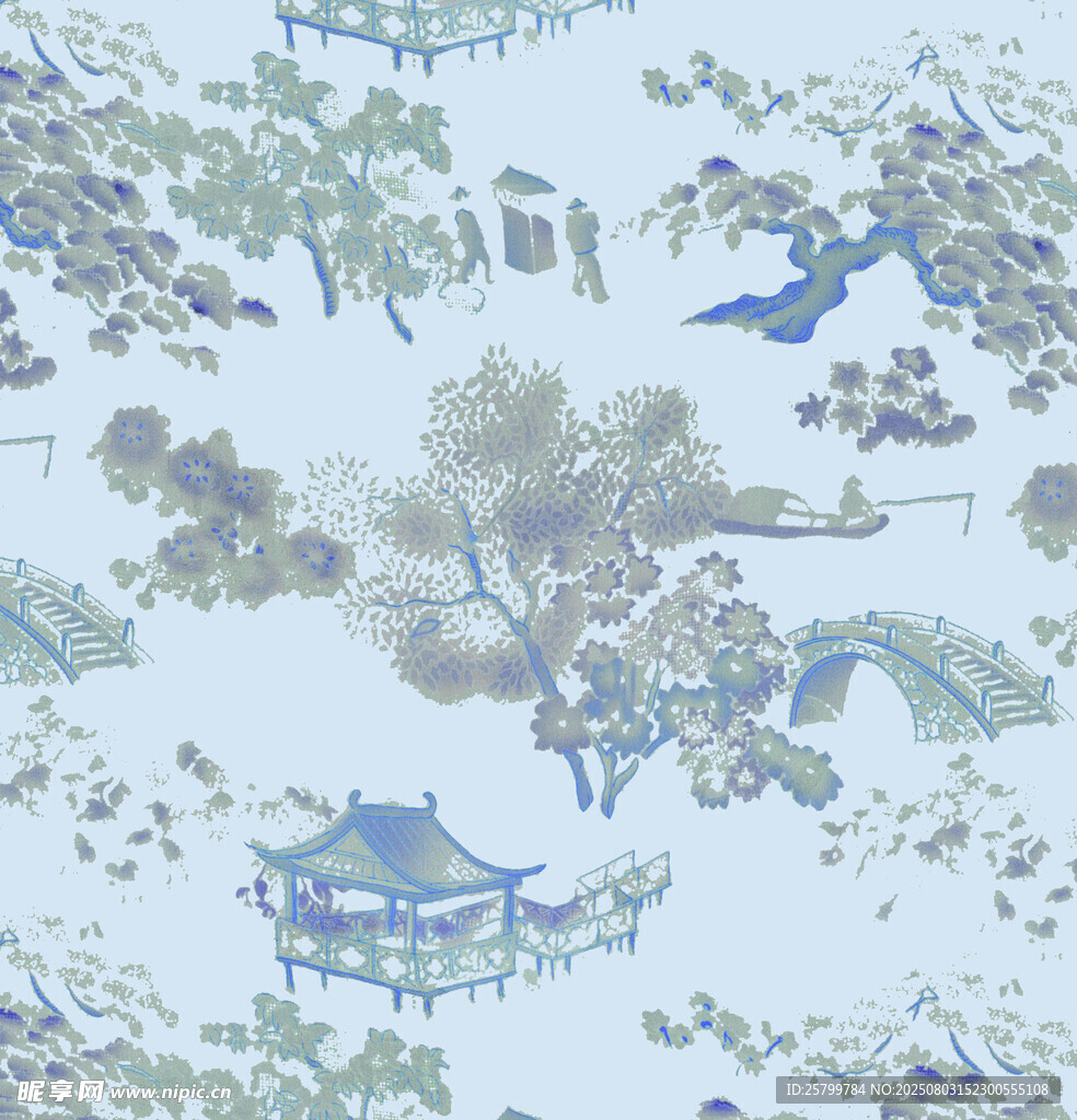 中式古典園林風(fēng)景圖案