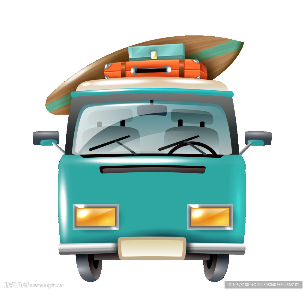 復(fù)古綠旅行車滿載出行裝備