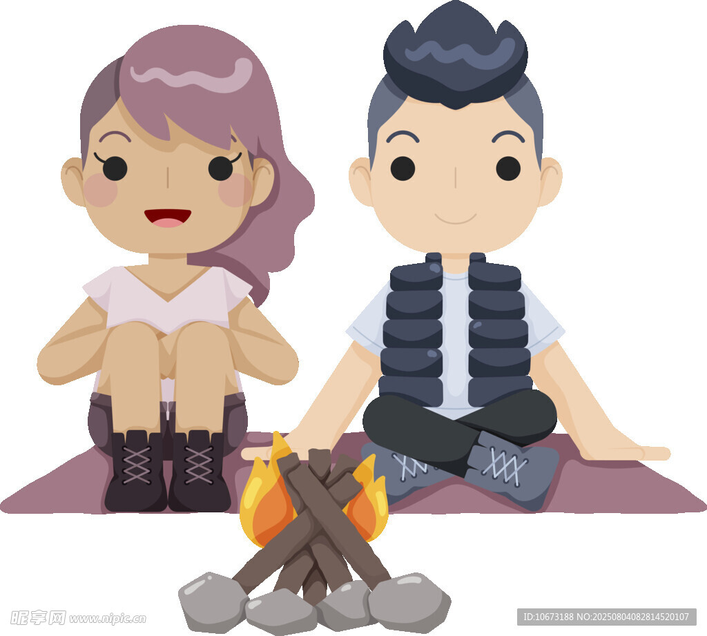 露營的男女角色