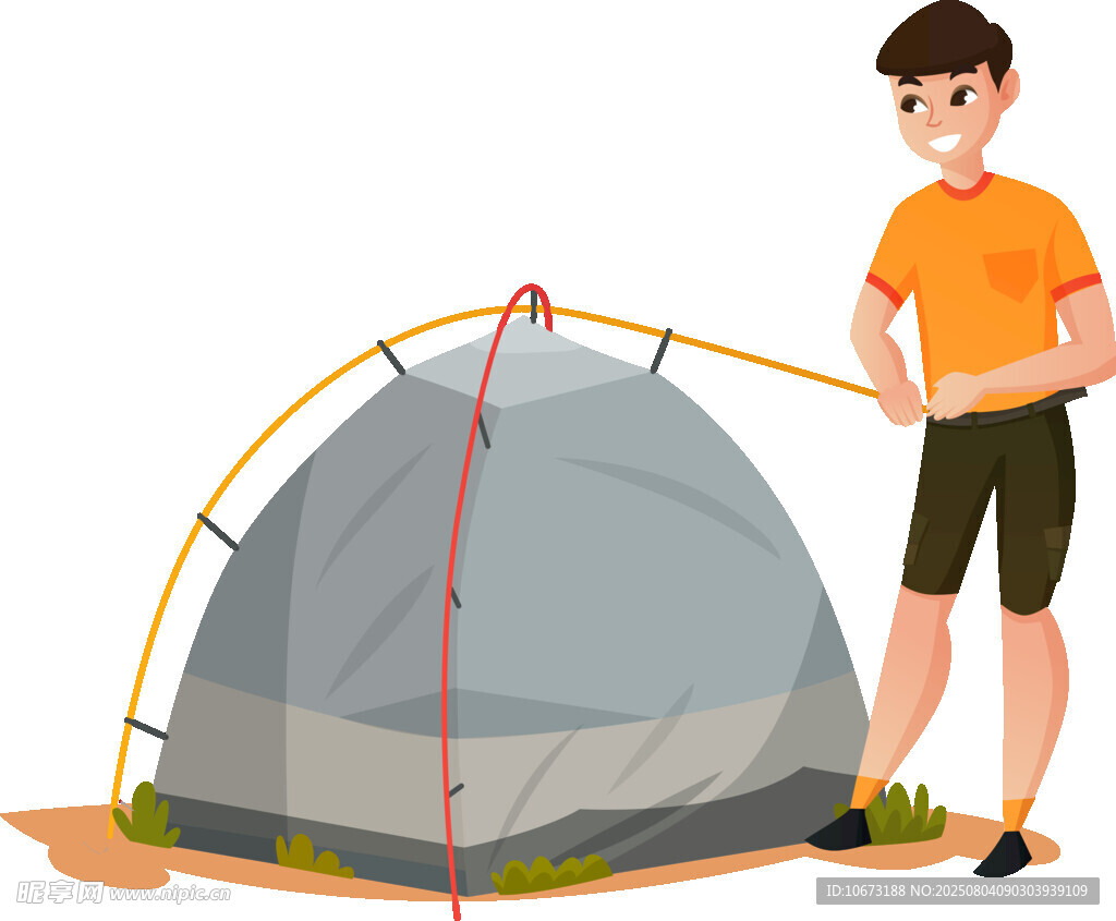 男子戶外搭建帳篷