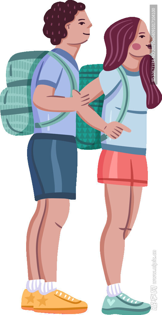 青春情侶戶外徒步旅行