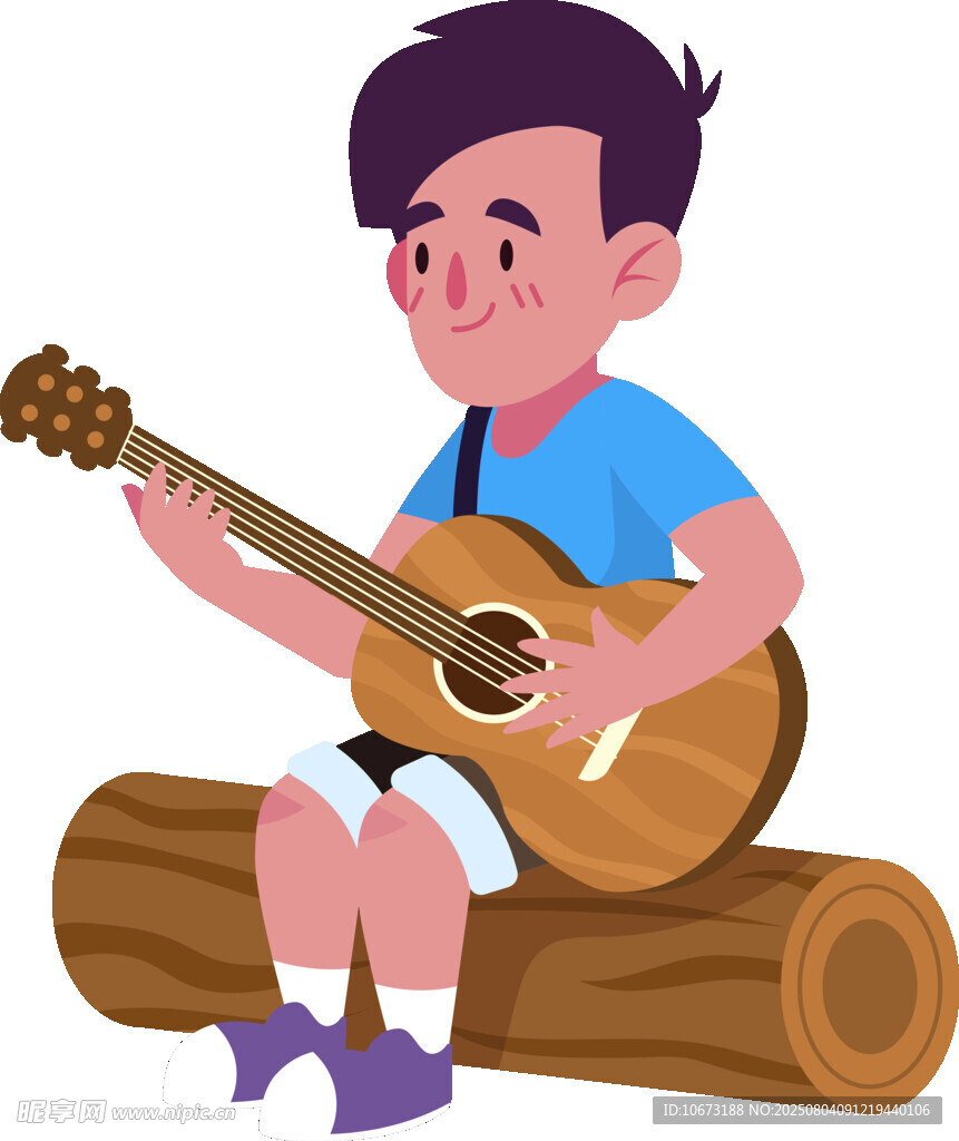 男孩愜意彈吉他