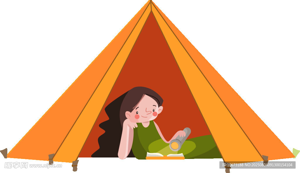 帳篷內(nèi)閱讀的女子
