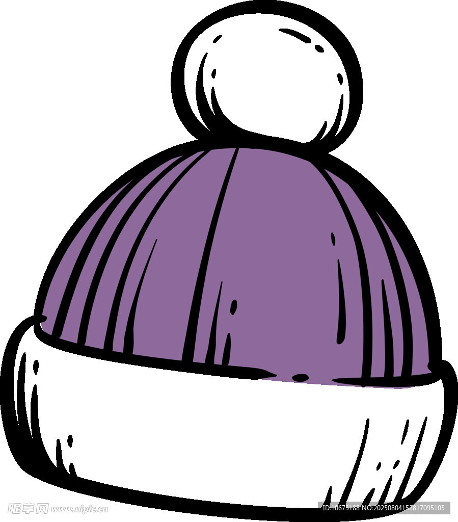 紫色絨球帽插畫(huà)