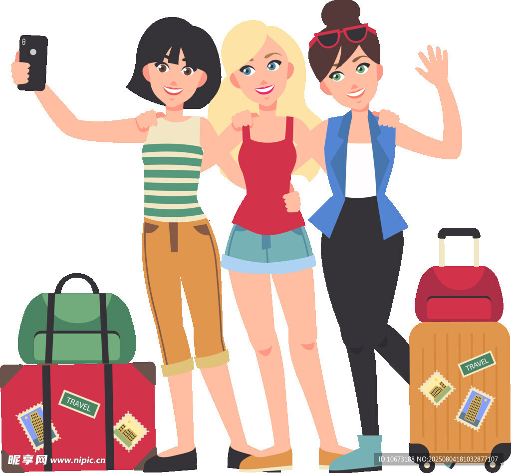 女孩們歡樂開啟旅行時刻