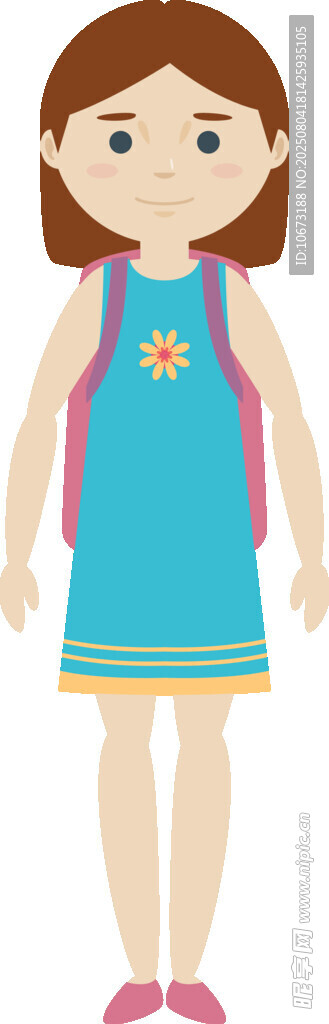 穿藍裙的可愛小女孩