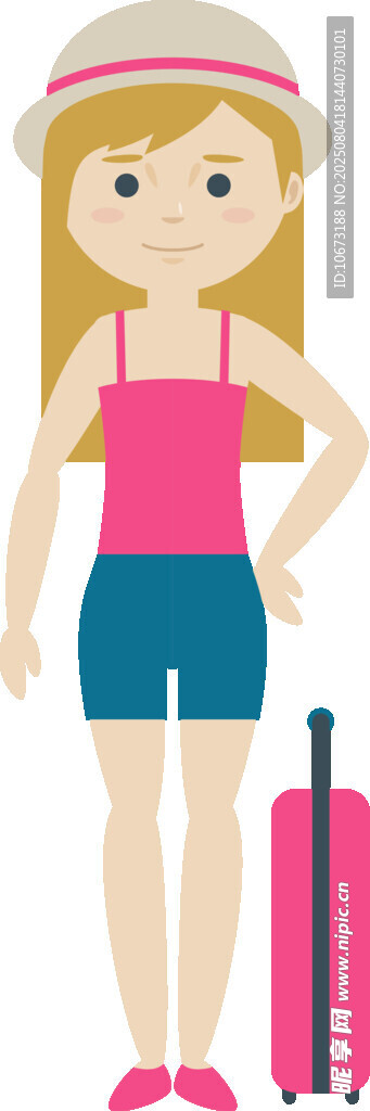 女孩準(zhǔn)備出行的可愛插畫