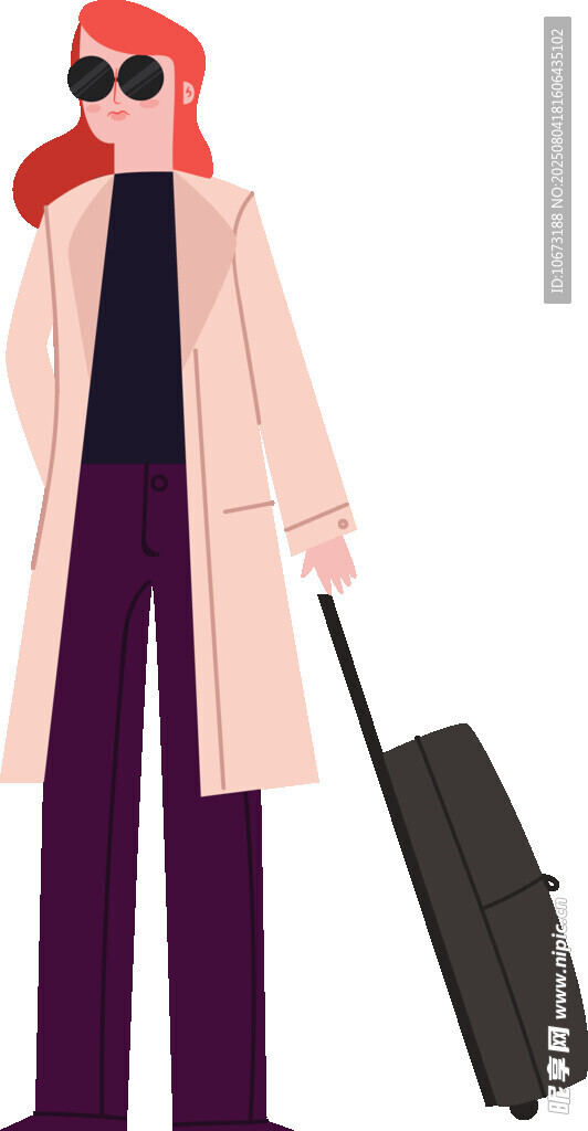 時(shí)尚女子拉行李箱出行