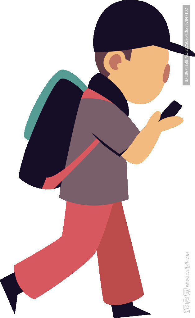 背著書包走路的手機少年