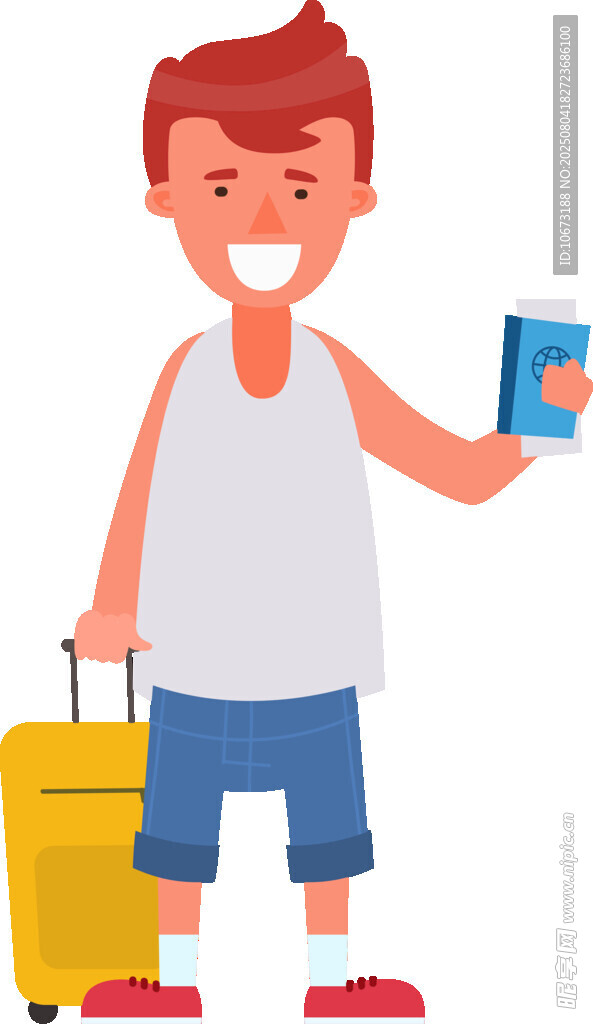 旅行男子手持手機與行李箱