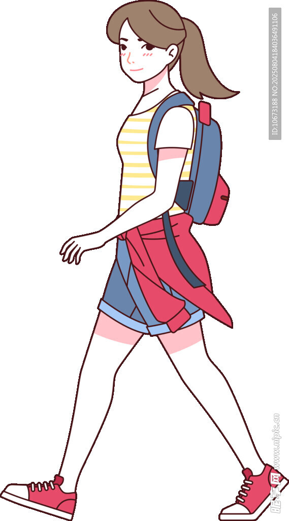 背著書包行走的女孩