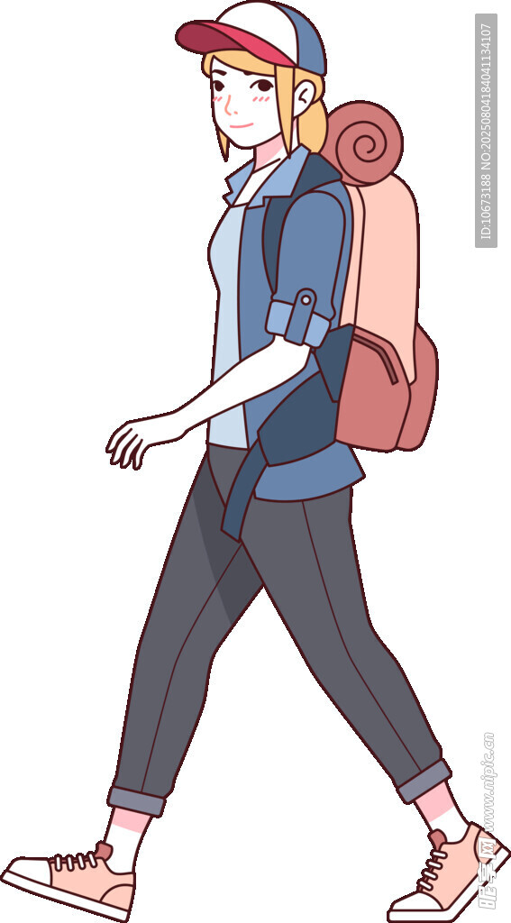 背著行囊的徒步旅行者