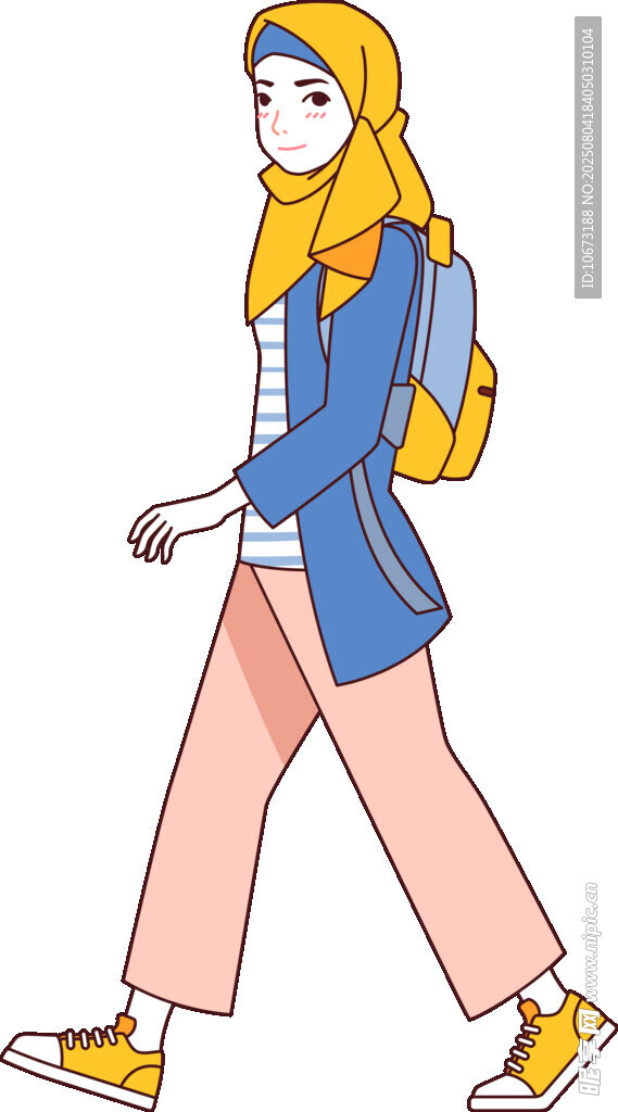 行走的背包女孩