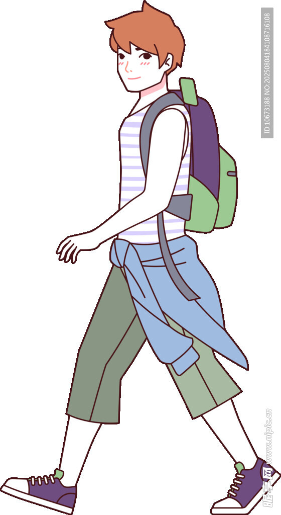 背著書包行走的少年