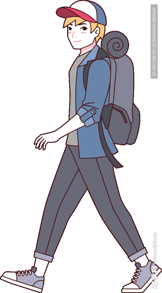 背著背包行走的少年