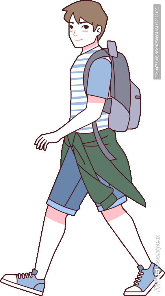 背著背包行走的少年