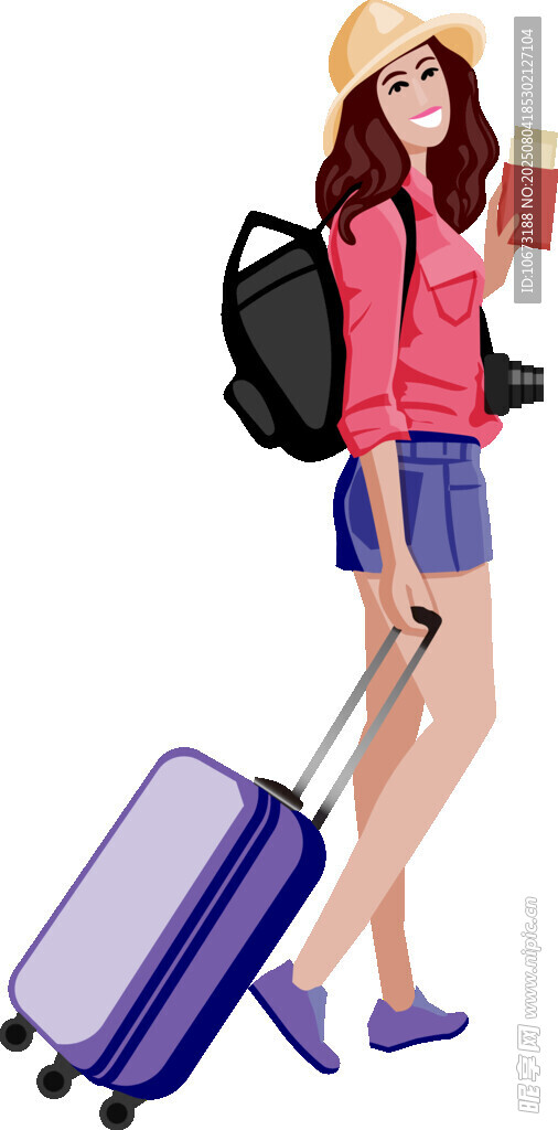 時(shí)尚女孩準(zhǔn)備開啟旅行