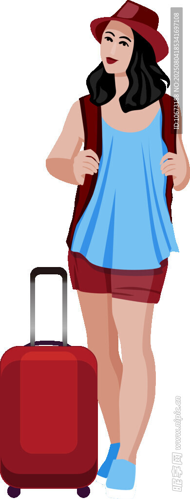 女孩攜行李箱準(zhǔn)備開啟旅程