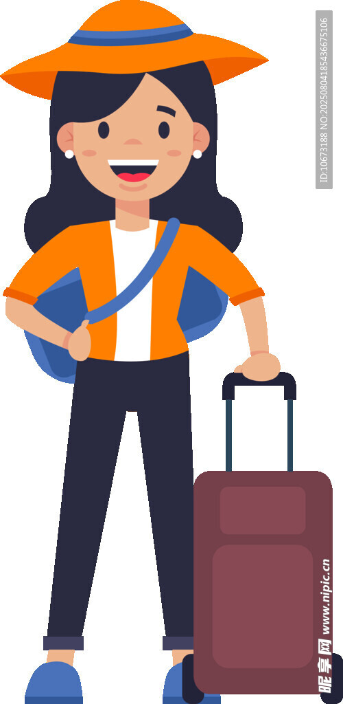 女孩開心拉箱準備去旅行