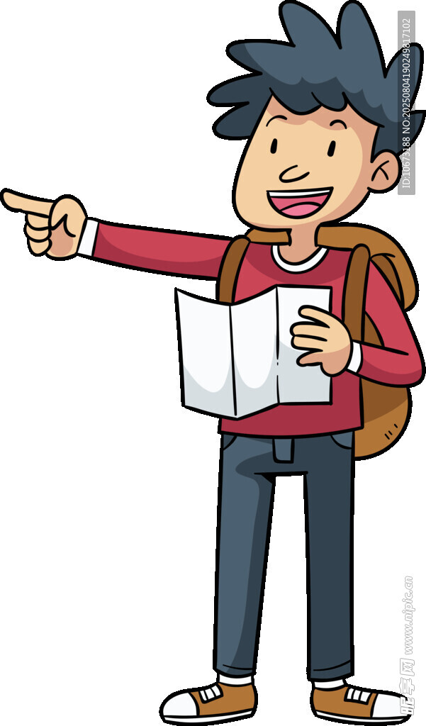 背著書(shū)包指路的快樂(lè)少年