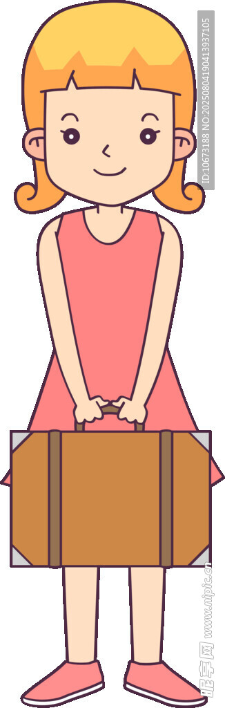 提行李箱的可愛小女孩