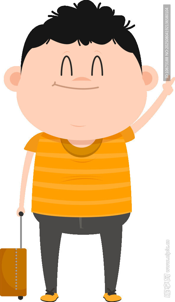 男孩拎行李箱揮手告別