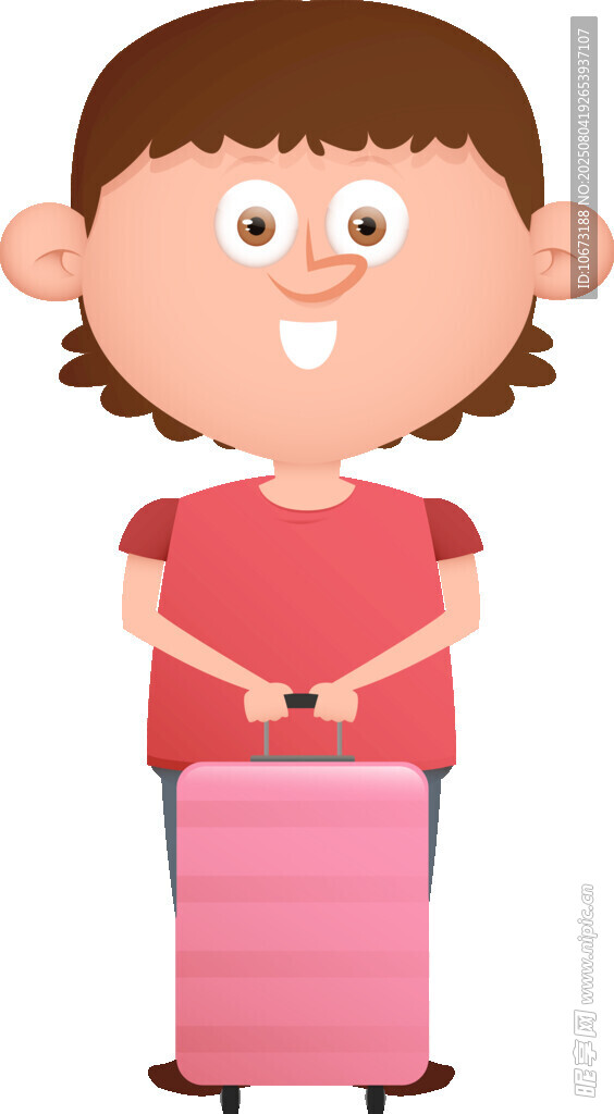 拉行李箱的可愛小女孩