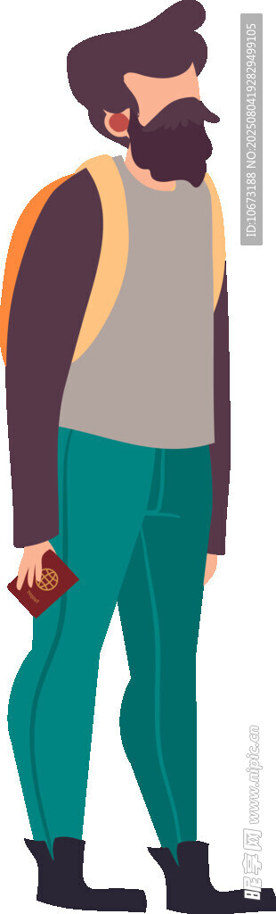 背著包的休閑男子形象
