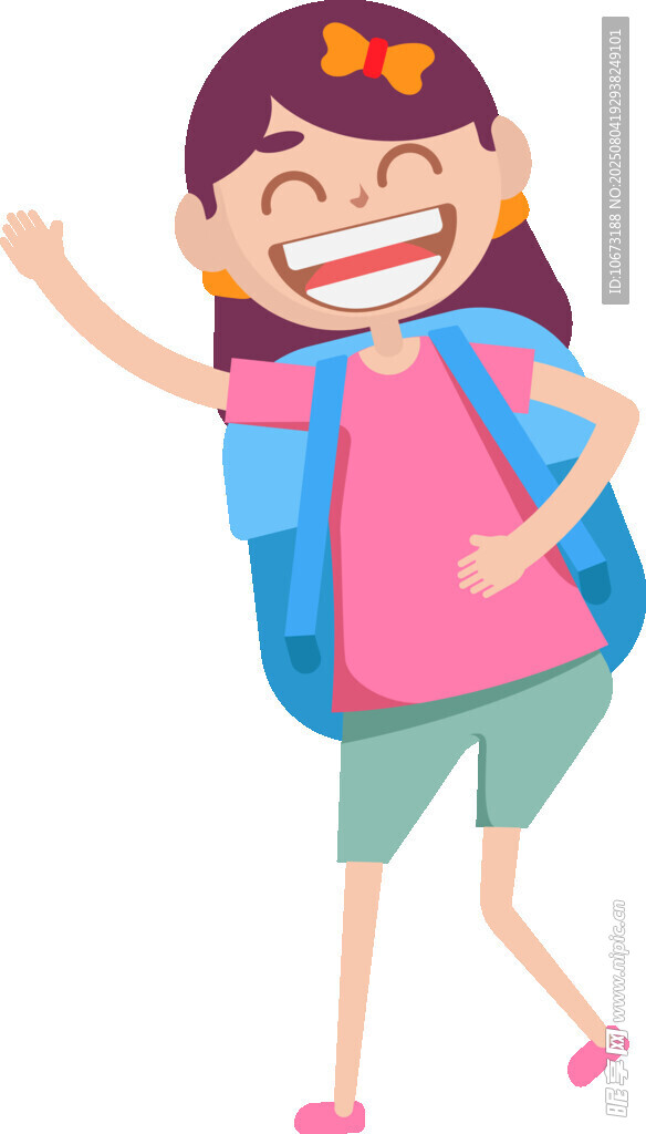 快樂上學的小女孩