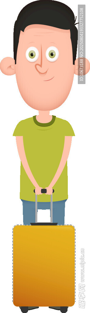 男孩手提黃色行李箱