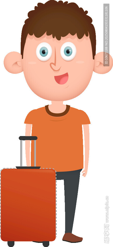 男孩手持行李箱準(zhǔn)備出發(fā)