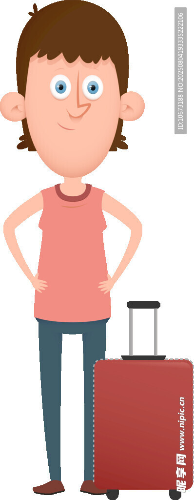 準(zhǔn)備旅行的女孩與行李箱