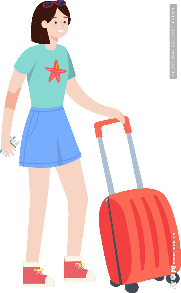 女孩拉著行李箱準(zhǔn)備出發(fā)