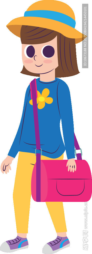 時尚女孩拎包出行