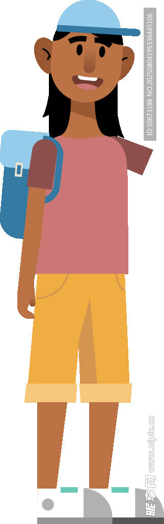 背著書包的快樂(lè)女孩