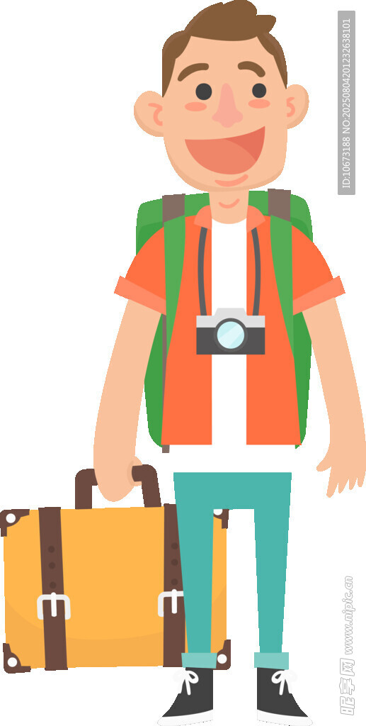 背著相機準(zhǔn)備旅行的男孩