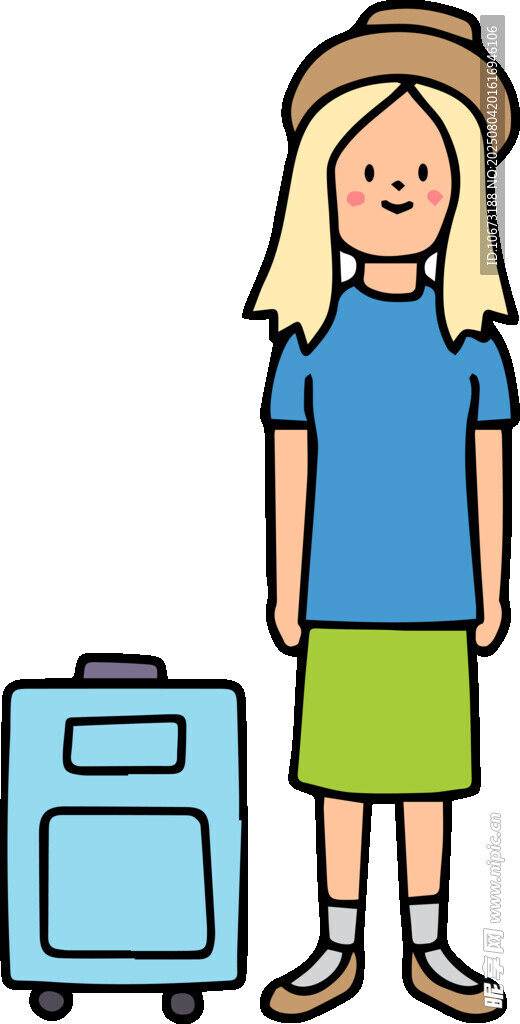 女孩與旅行箱準(zhǔn)備出發(fā)