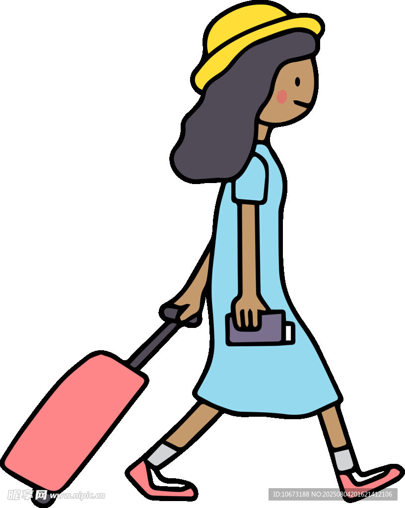 旅行中的女士拖著行李箱