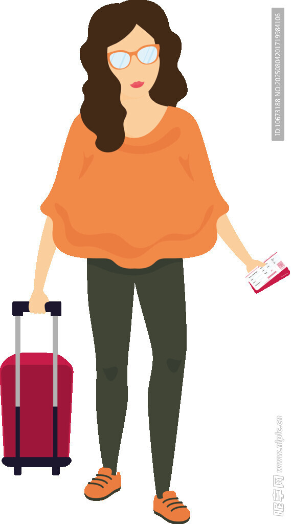女子手持車票拖著行李箱
