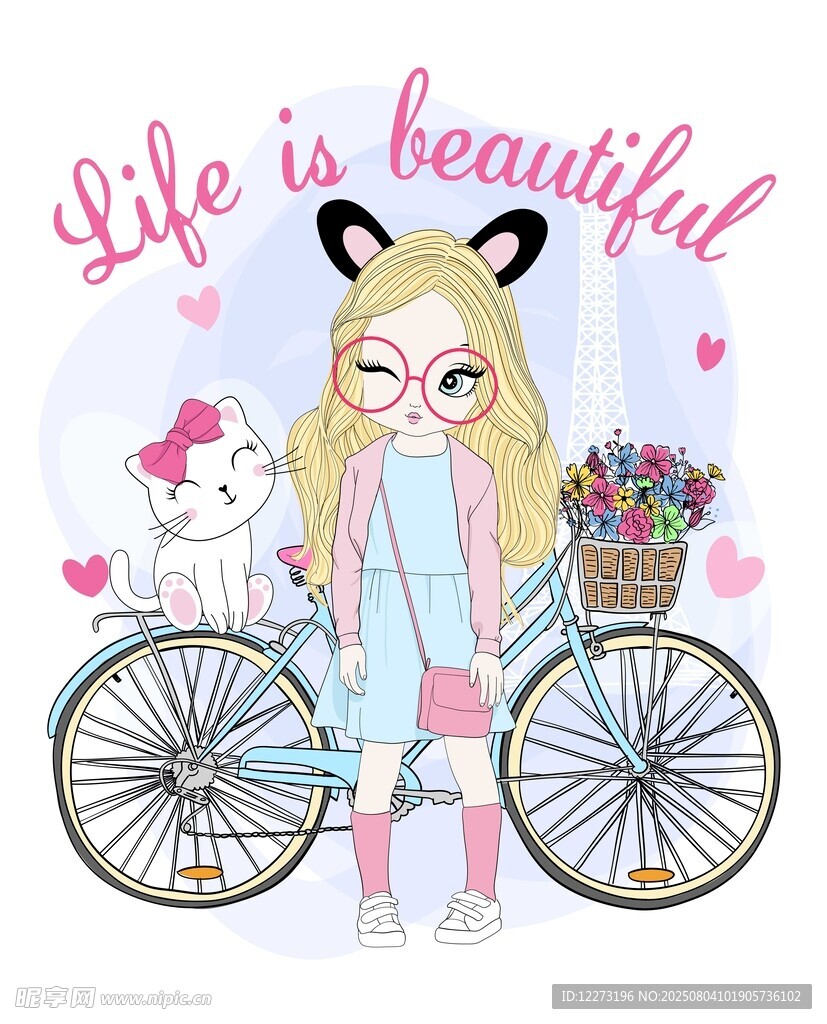美麗生活中的女孩與單車