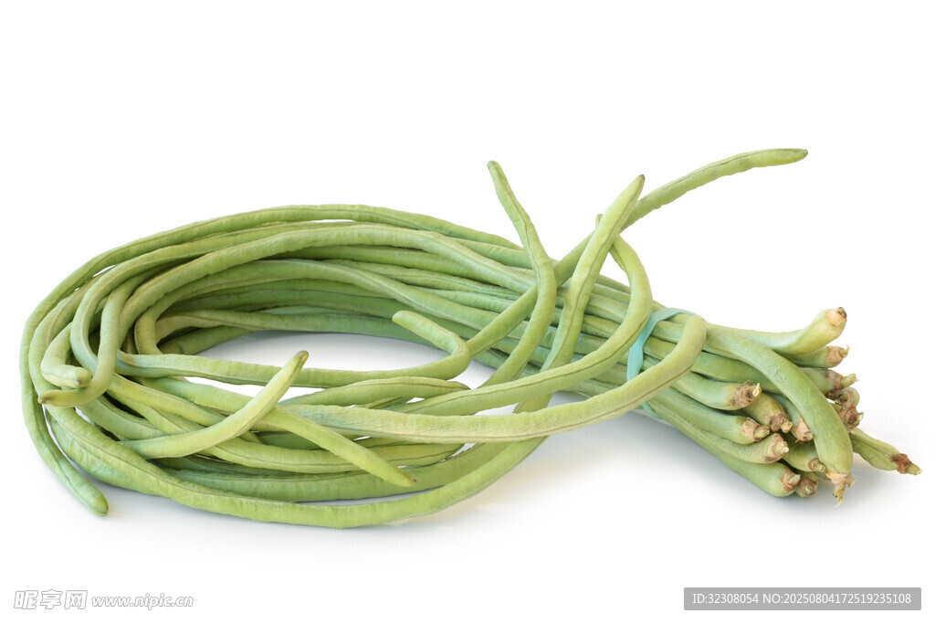 新鮮長豆角成捆擺放