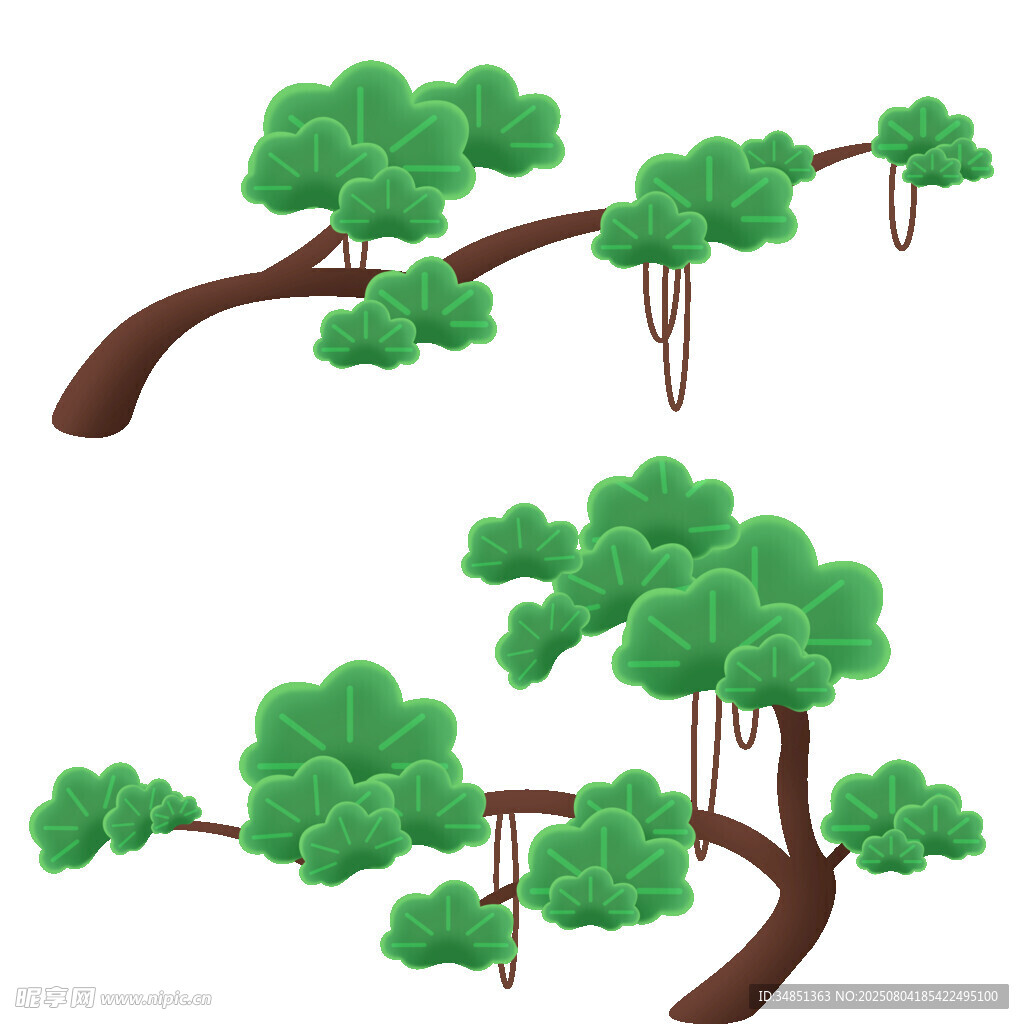 卡通風(fēng)格綠色樹(shù)枝插畫(huà)