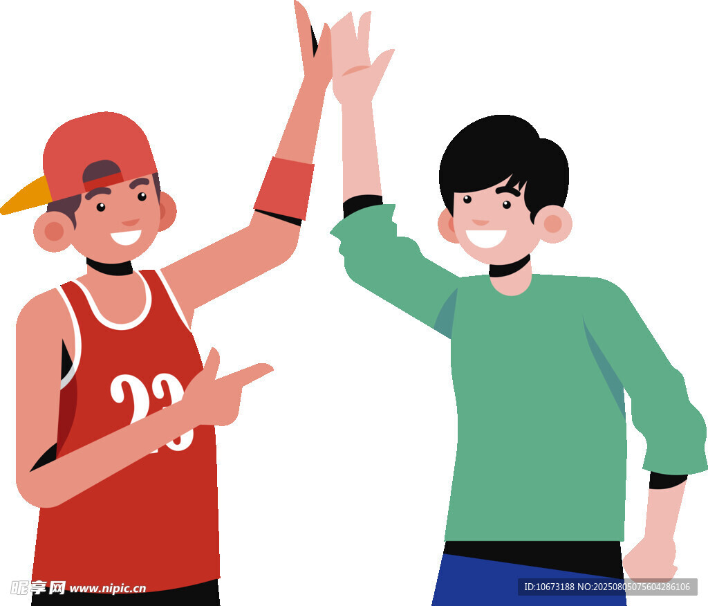 兩人擊掌展現(xiàn)青春活力
