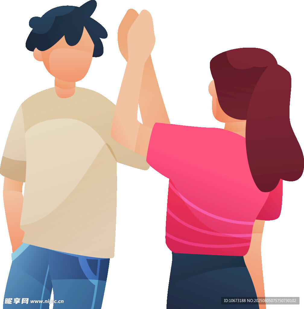 男女擊掌互動(dòng)場(chǎng)景
