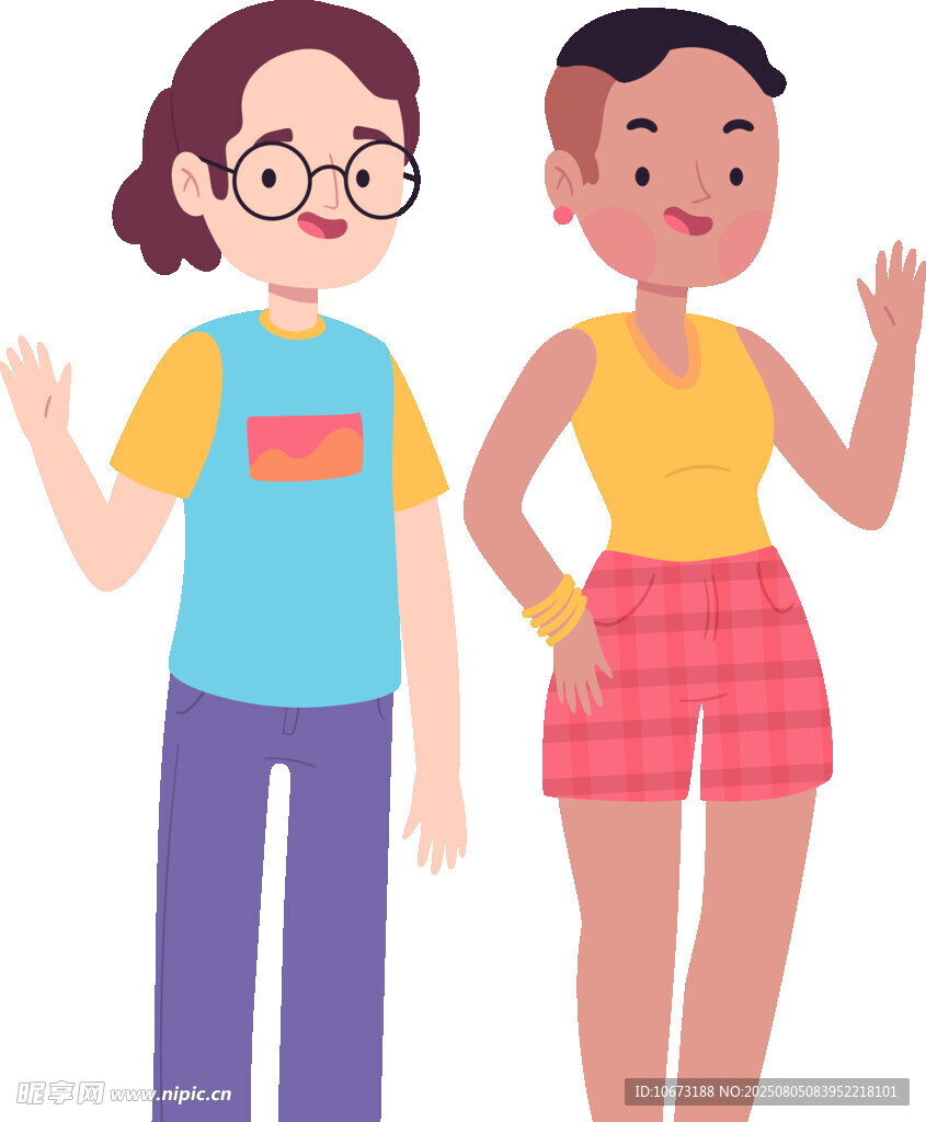 兩位活力少女打招呼