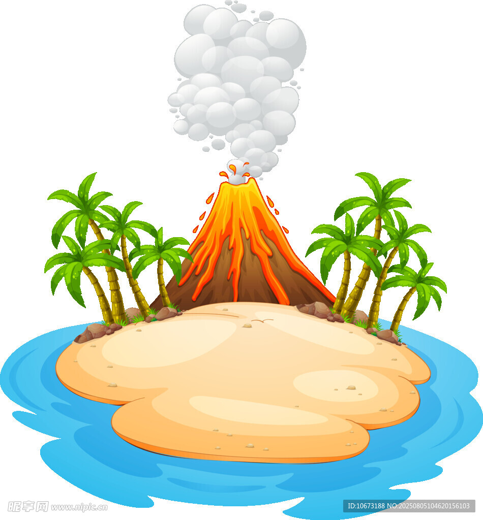 火山爆發(fā)的熱帶島嶼景觀