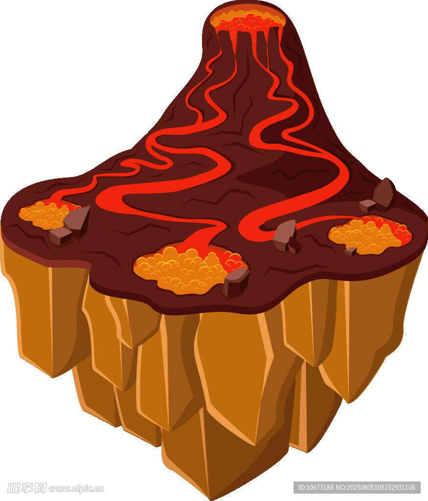 卡通風格的火山形象