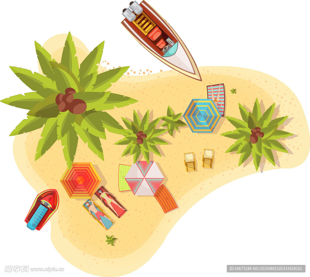 夏日沙灘度假場(chǎng)景插畫